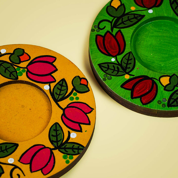 Handpainted MDF Round Tealight Holders