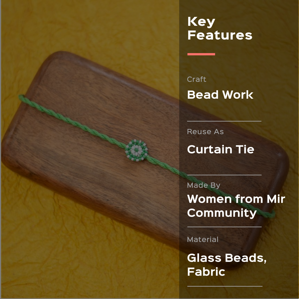 Chaand Collection Glass Beeds Rakhi Green - Key Features Overlay