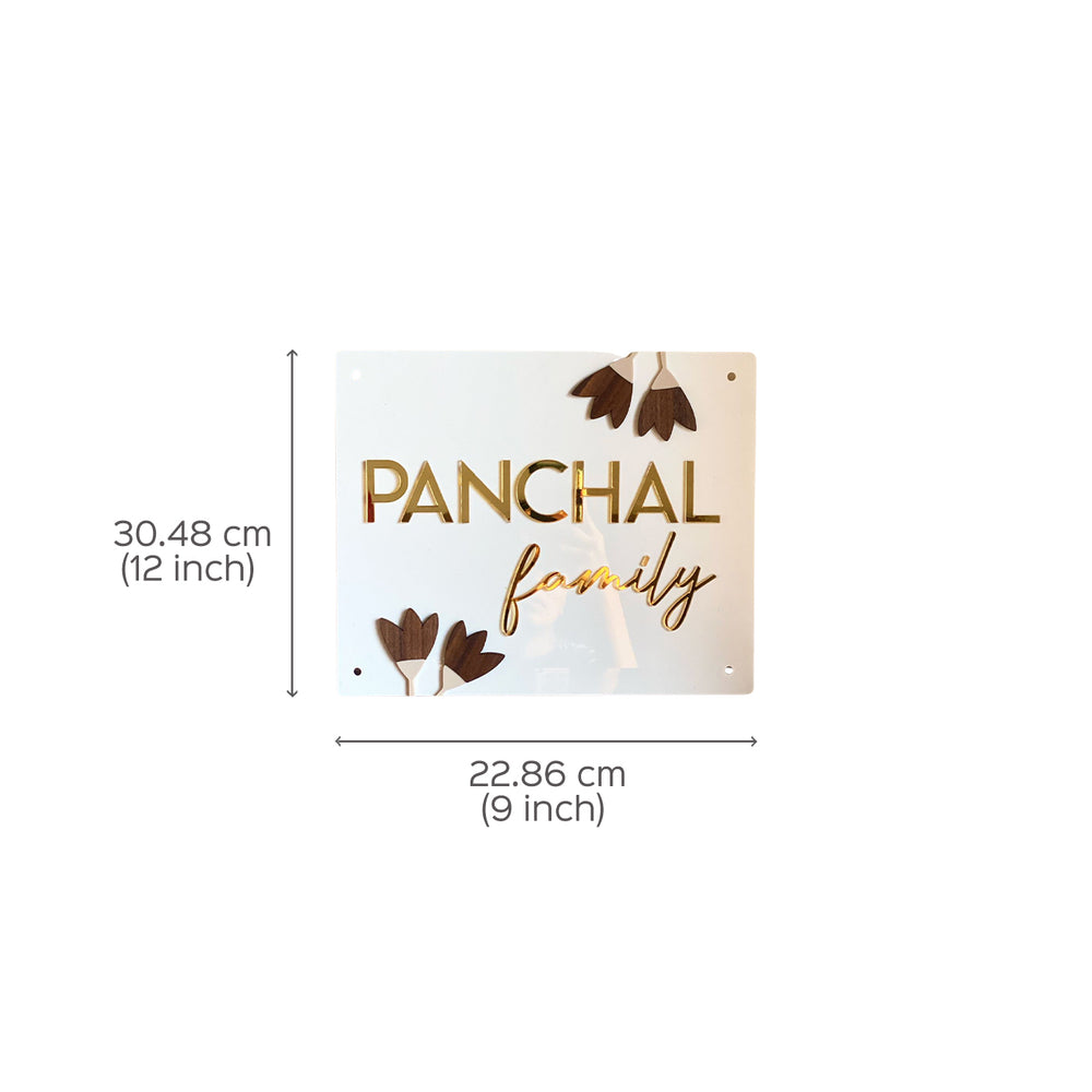 Personalised Tulip Rectangle Name Plate - Front View with Dimensions