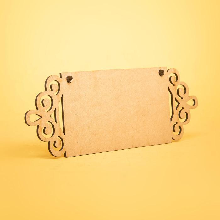 Brown Small Rectangle Name Plate With House Number - Angled Front View on Surface