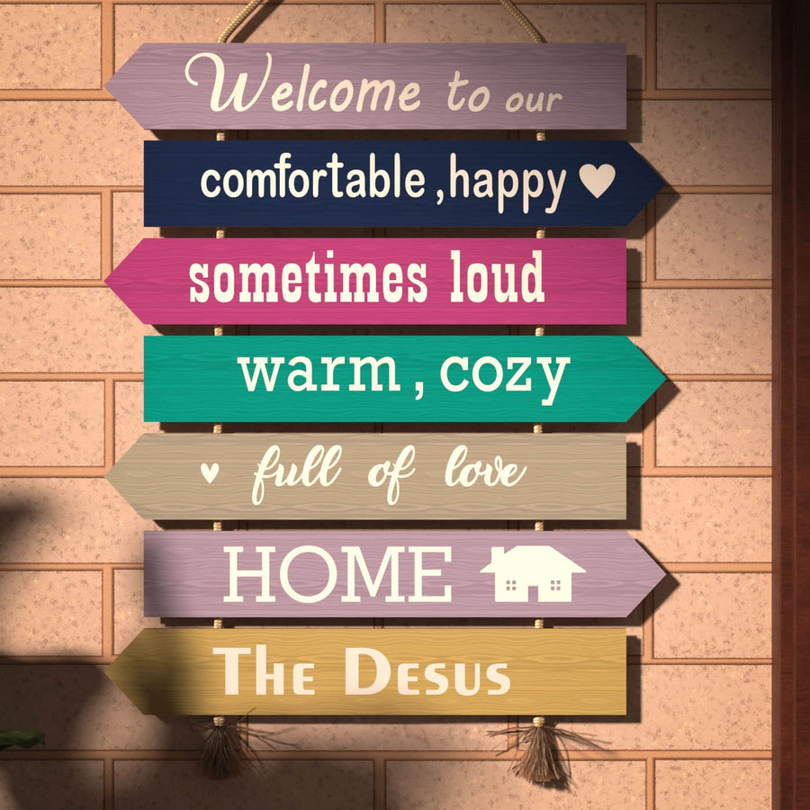 Welcome Board With Family Name - Mounted on Wall Display