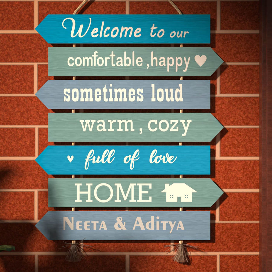 Welcome Board For Couples - Hanging on wall with rope