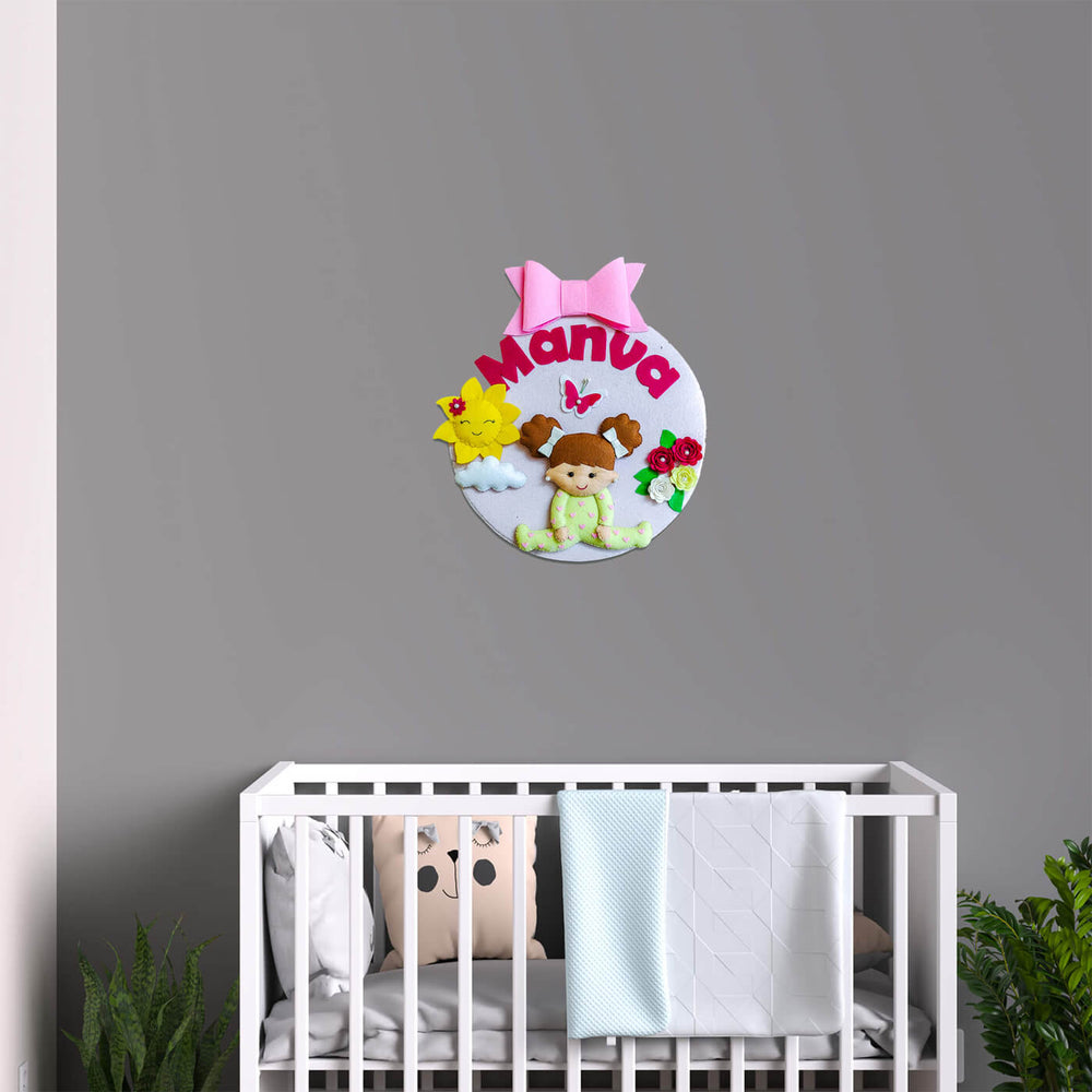 Hand Stitched Felt Name Hanging For Girls - Mounted Above Crib on Wall