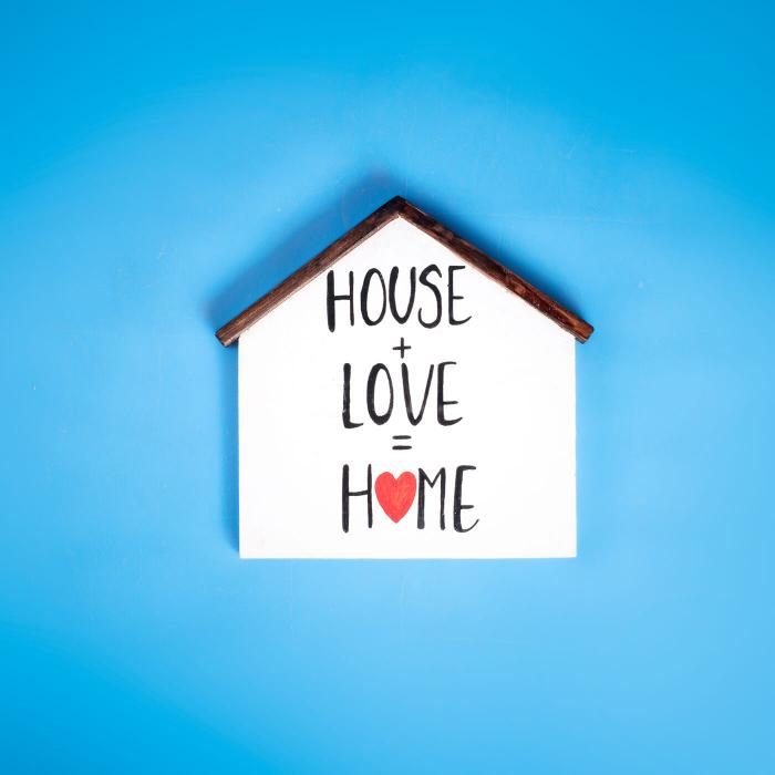 Hand Lettered Signage- House+Love=Home