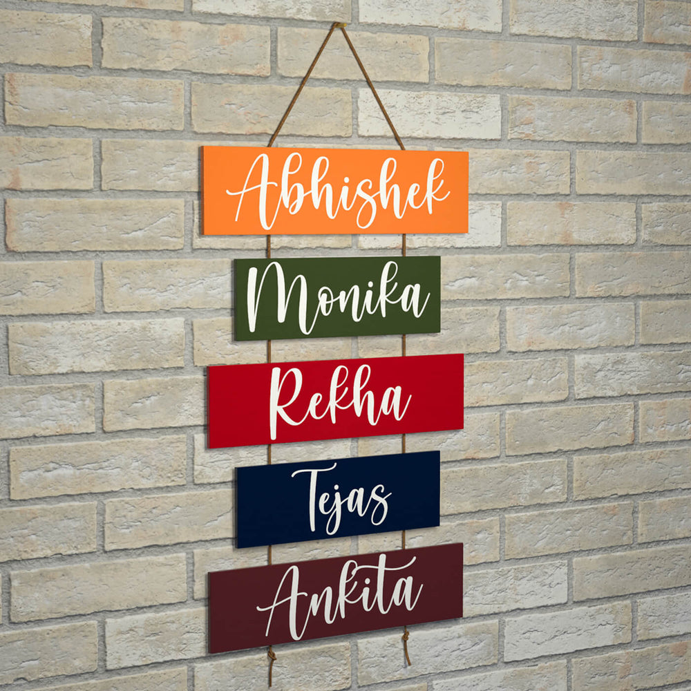 Five Plank Name Plate - Hanging on Brick Wall Display