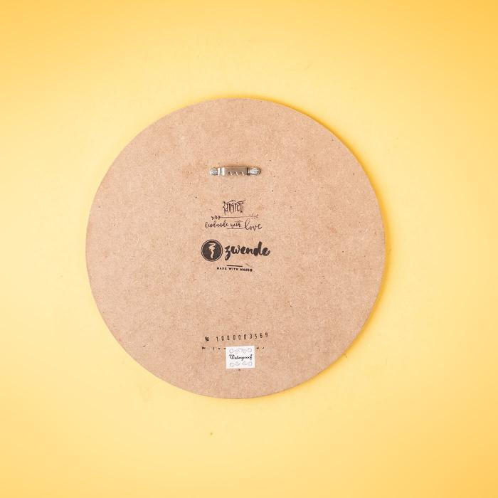 Round Hand Painted Character Name Plate With Pets 1 - Back View with Hanging Hook