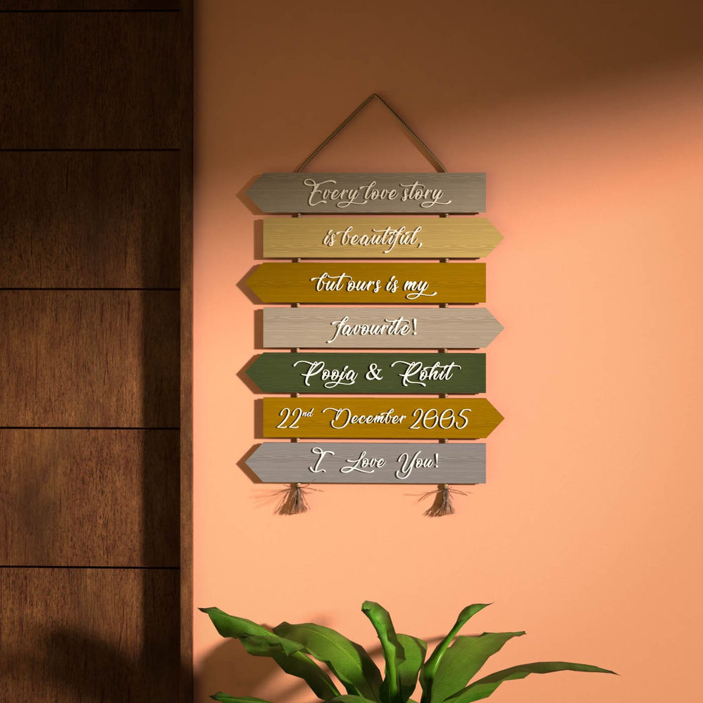 Personalized Welcome Board For Couples - Hanging on Wall with Rope