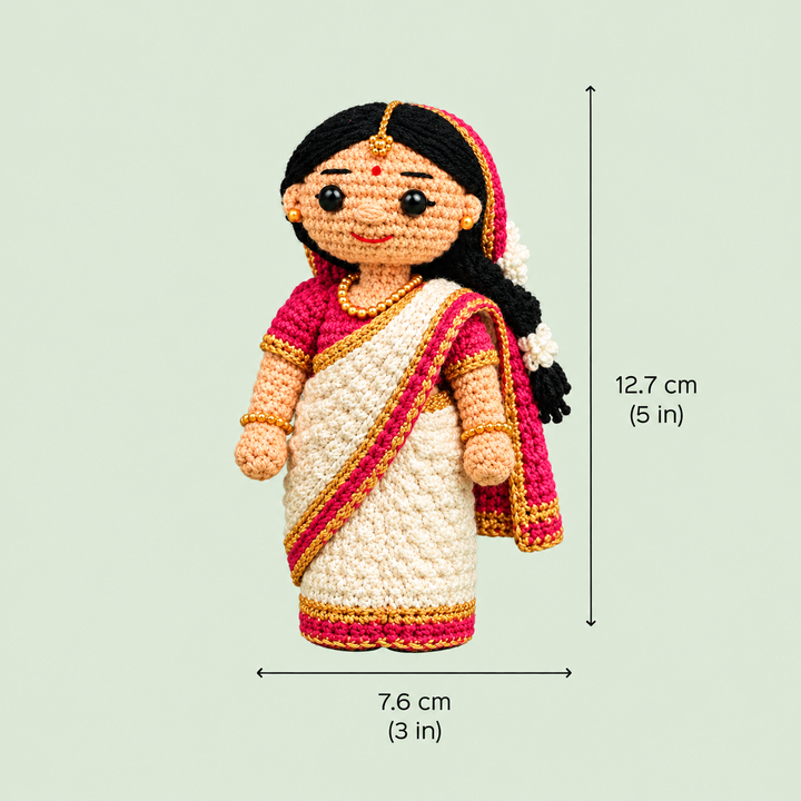 "Traditional Lady" Themed Crochet Doll For Golu/Festive Decor