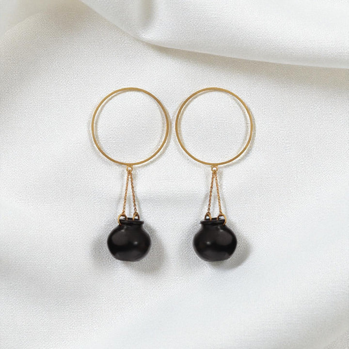Minimal Handmade Handi Design Earrings | 22K Gold Plated