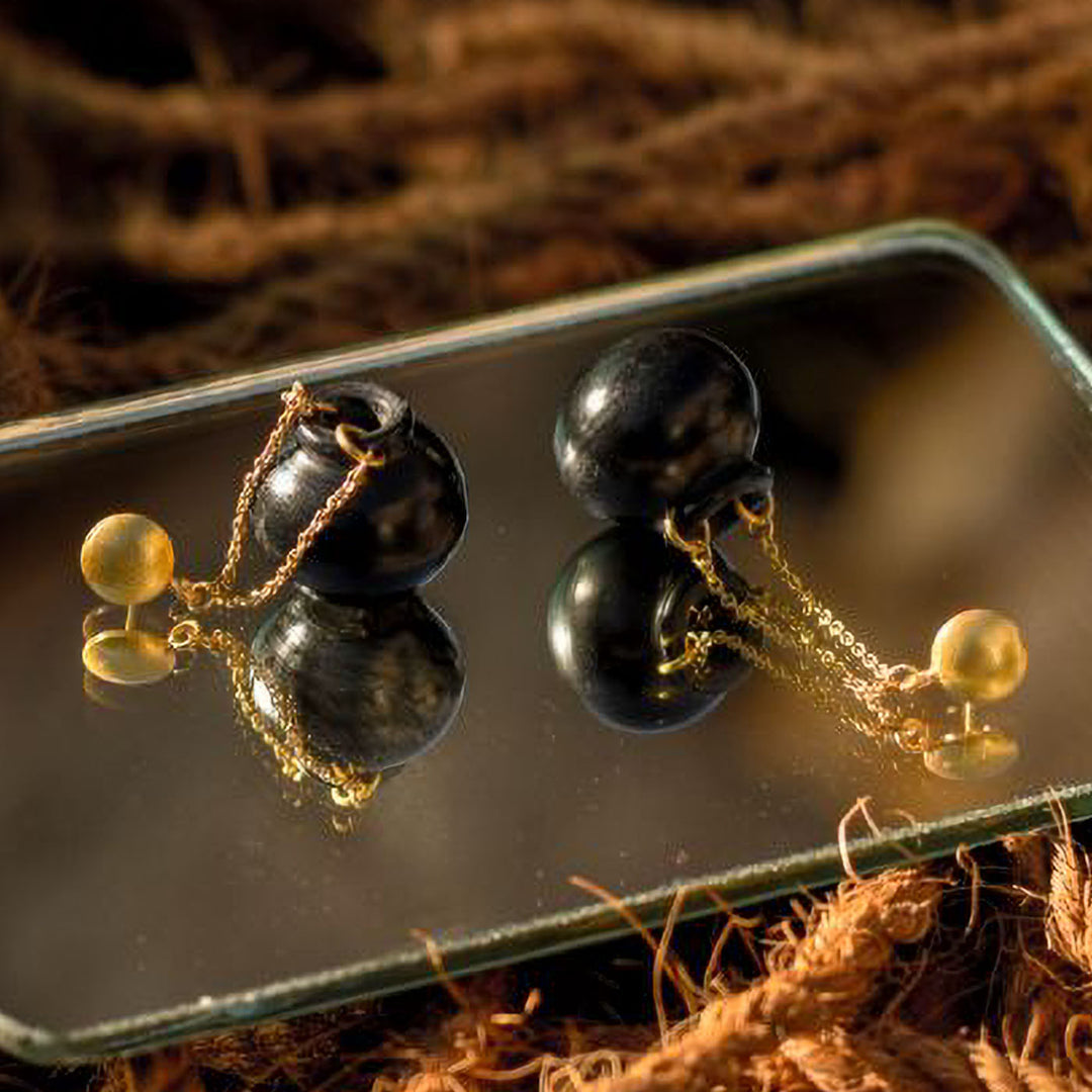 Modern Handmade Sikahar Pot Hanging Brass Earrings | 22K Gold Plated