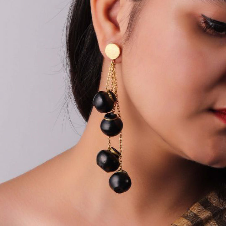 Statement Handmade Sikahar Multiple Pots Hanging Brass Earrings | 22K Gold Plated