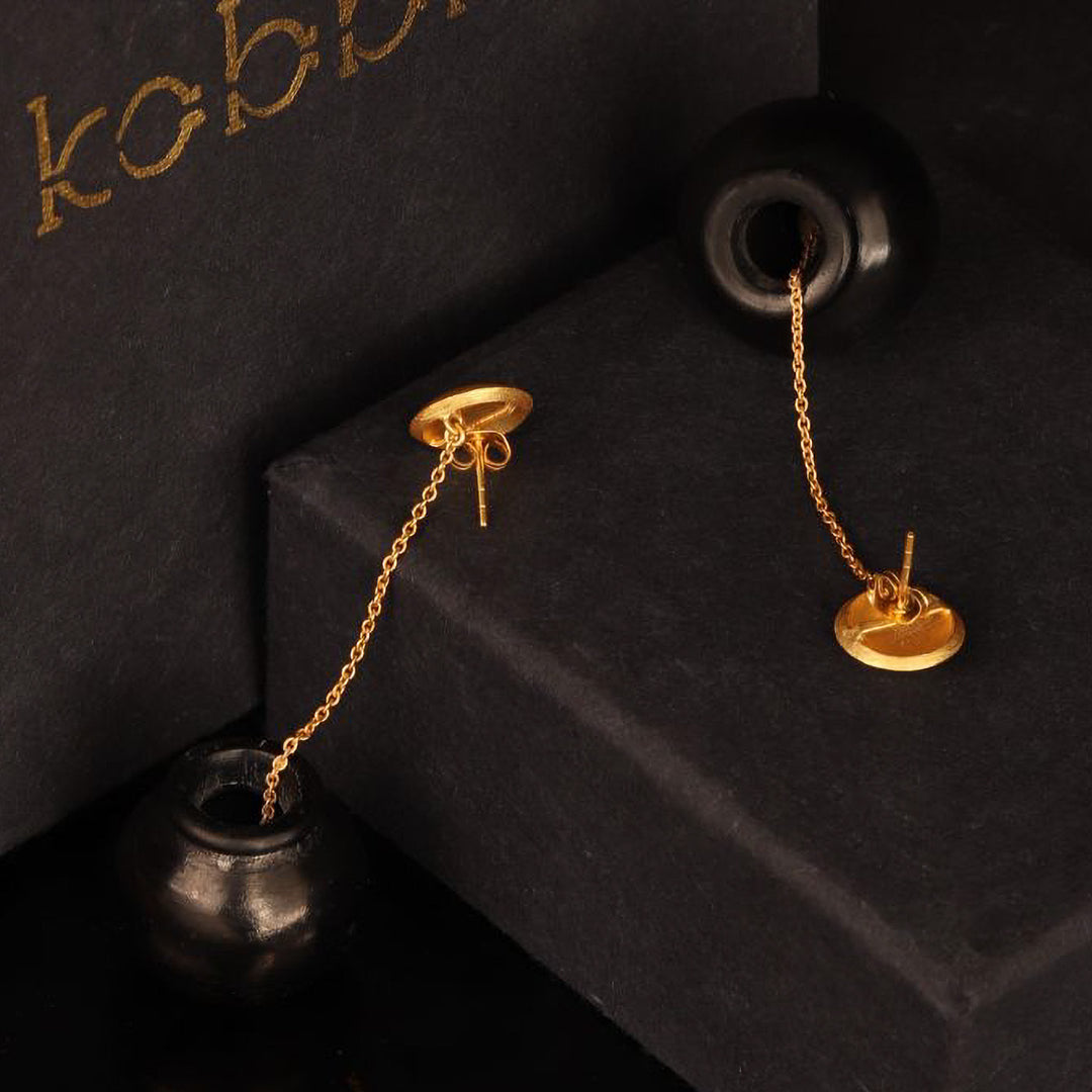 Minimal Handmade Sikahar Hanging Pot Design Brass Earrings | 22K Gold Plated