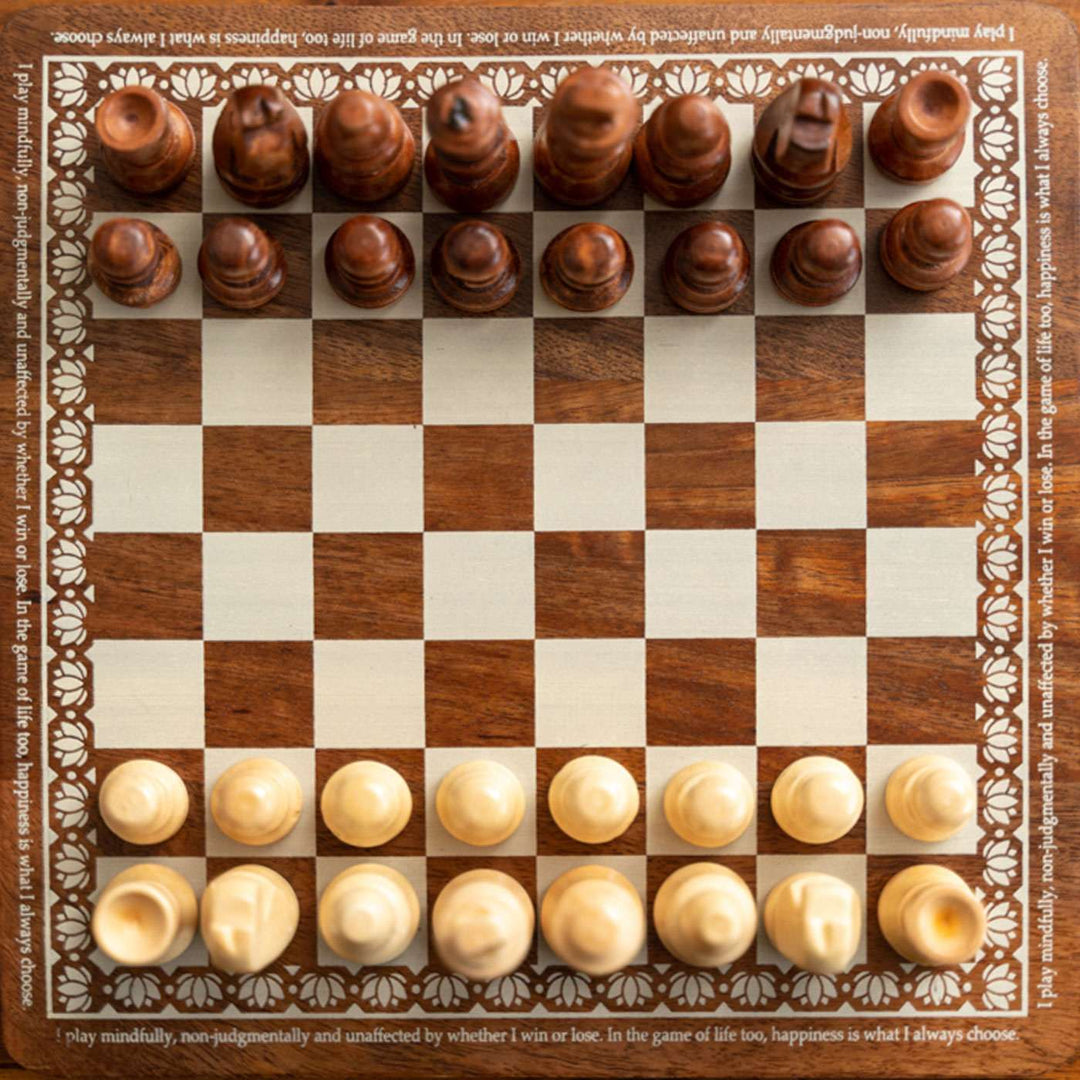 Solid Wood Chess Board Set & Affirmation Cards Festive Hamper