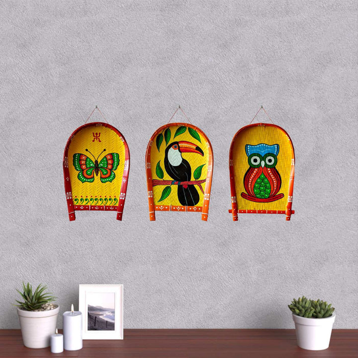 Handpainted Taco Bird Kulo Folk Art Bamboo Wall Decor
