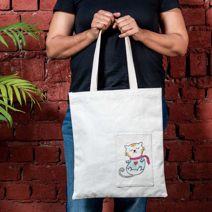 Handcrafted Animal Themed Canvas Tote Bag