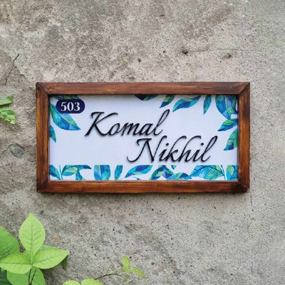 Personalized Azure Verdure Printed Nameplate with 3D Letters