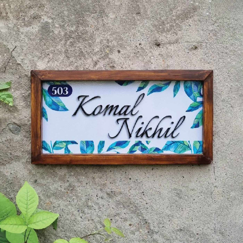Personalized Azure Verdure Printed Nameplate with 3D Letters