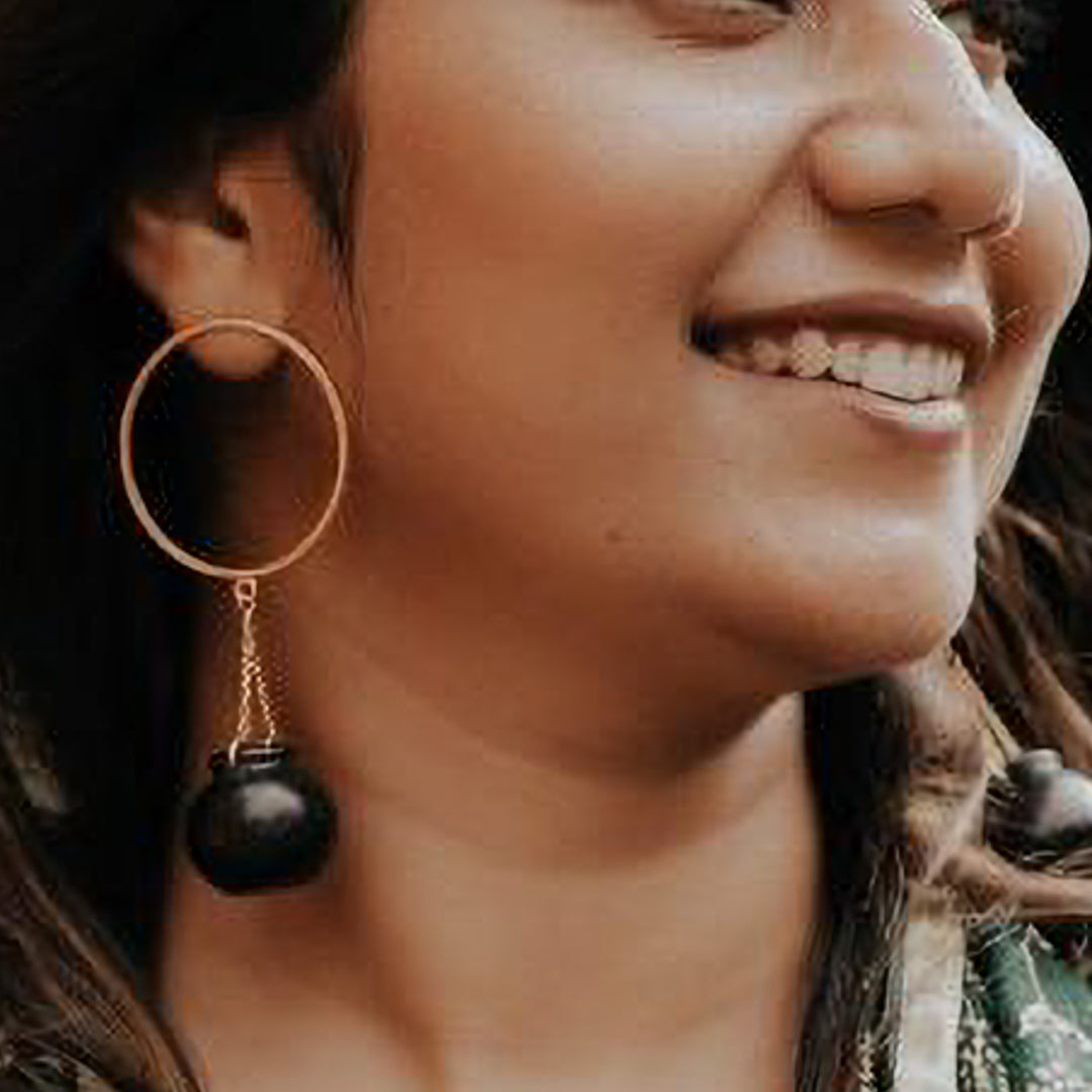 Minimal Handmade Handi Design Earrings | 22K Gold Plated