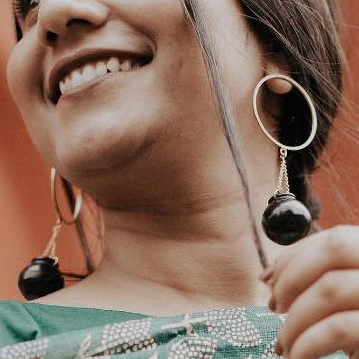 Minimal Handmade Handi Design Earrings | 22K Gold Plated