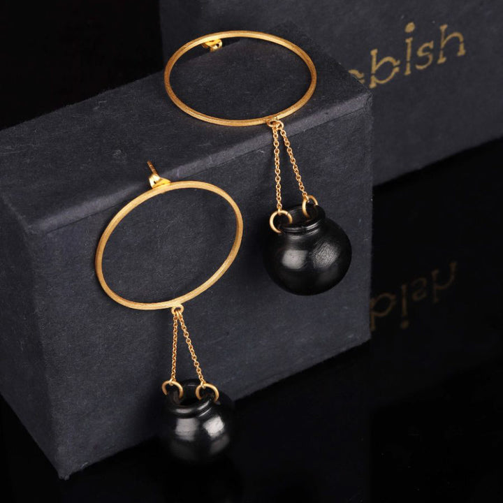 Minimal Handmade Handi Design Earrings | 22K Gold Plated