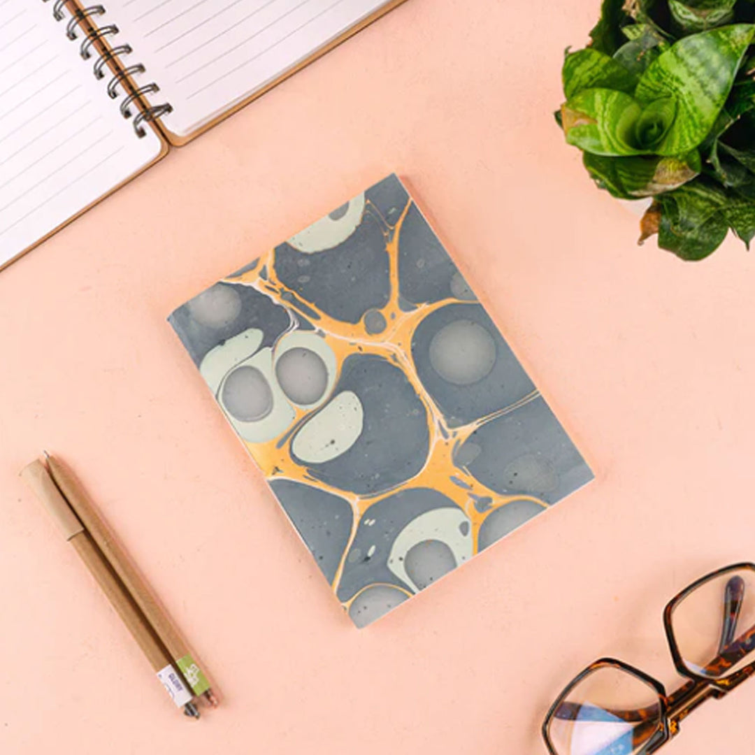 Abstract Marbled Notebook With Handmade Paper