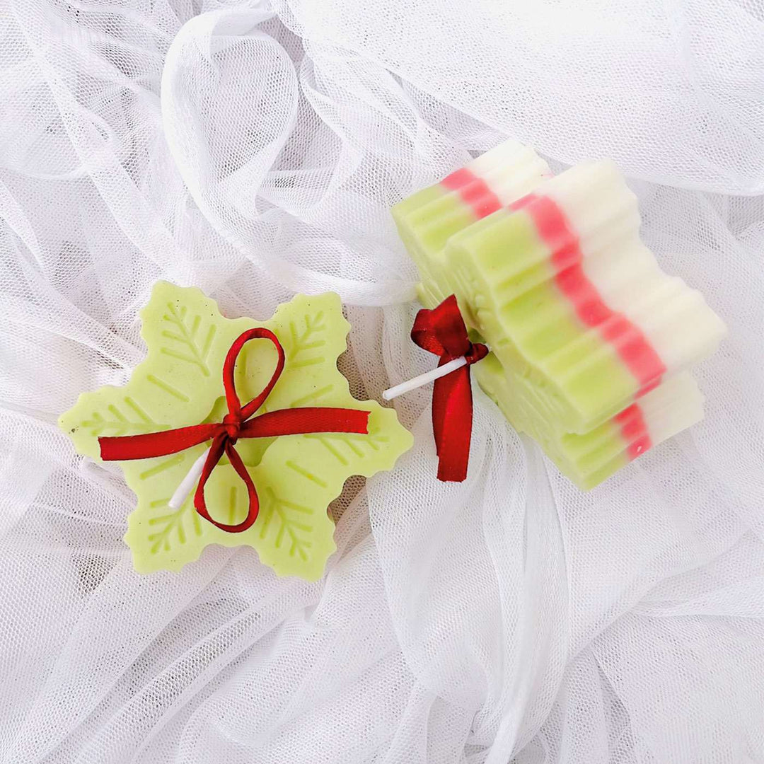 Handmade Snowflake Japanese Cherry Scented Soy Wax Candle For Christmas Decoration