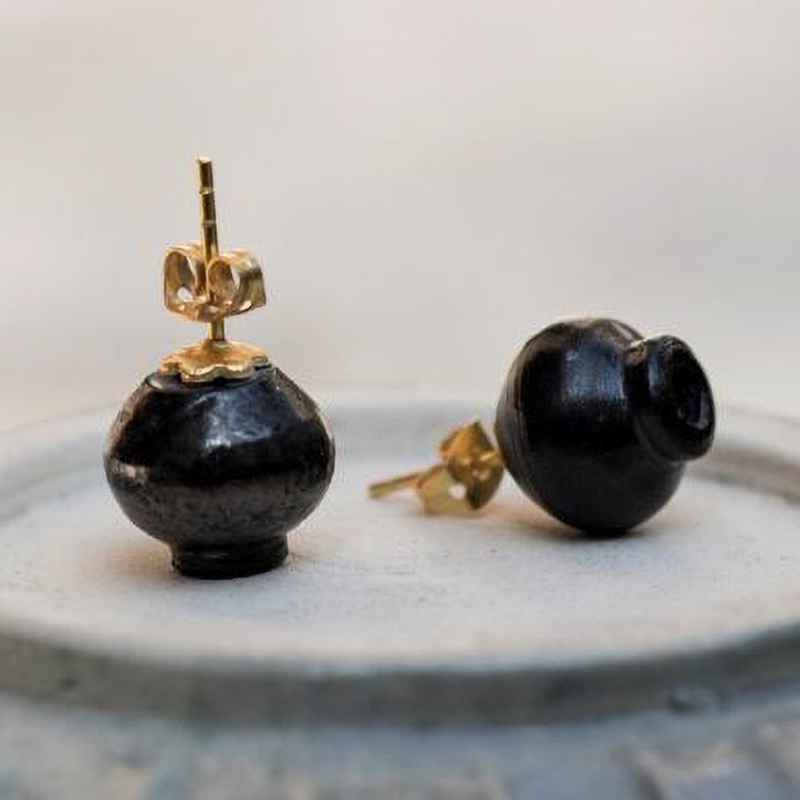 Handmade Minimal Kalash Design Stud Earrings | 22K Gold Plated