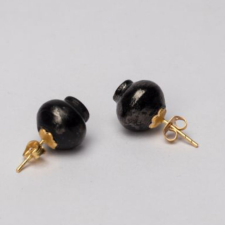 Handmade Minimal Kalash Design Stud Earrings | 22K Gold Plated