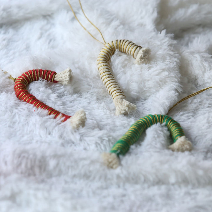 Handmade Candy Macrame Ornaments For Christmas Tree Decoration | Set Of 3
