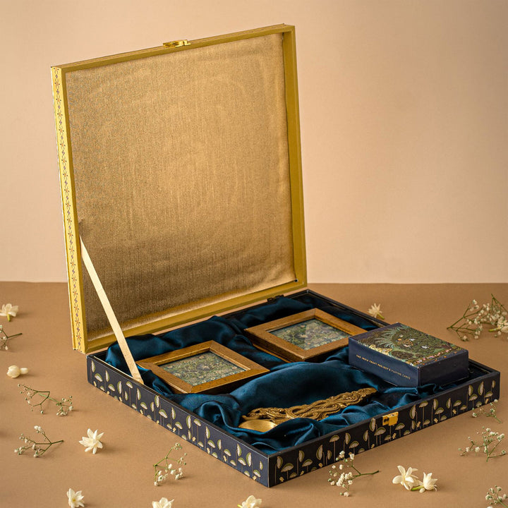 Vanya Gift Box with Traditional Art Frames & Brass Diya