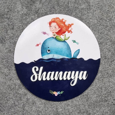 Personalized Mermaid Printed Kid's Nameplate with 3D Letters