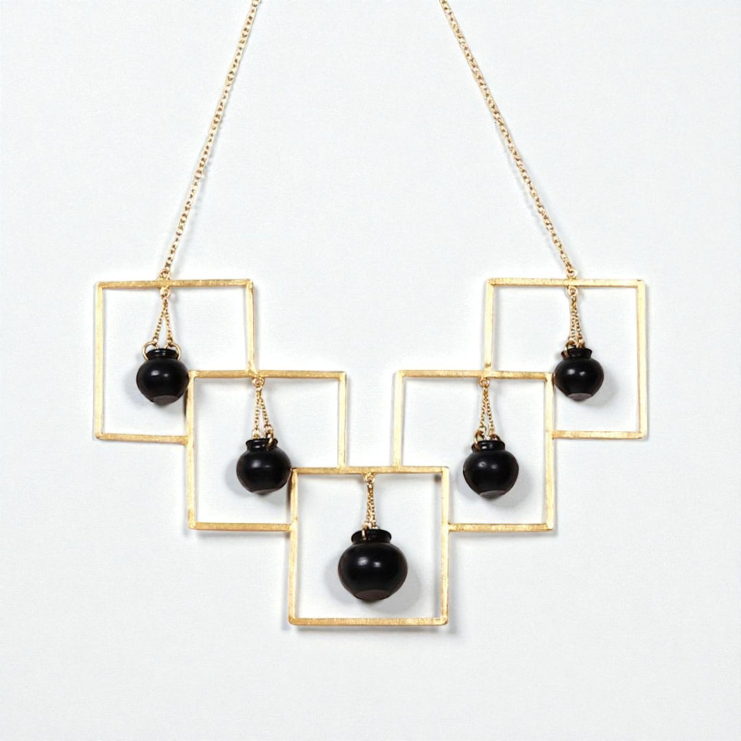 Contemporary Sqauare Kalash Design Necklace | 22K Gold Plated