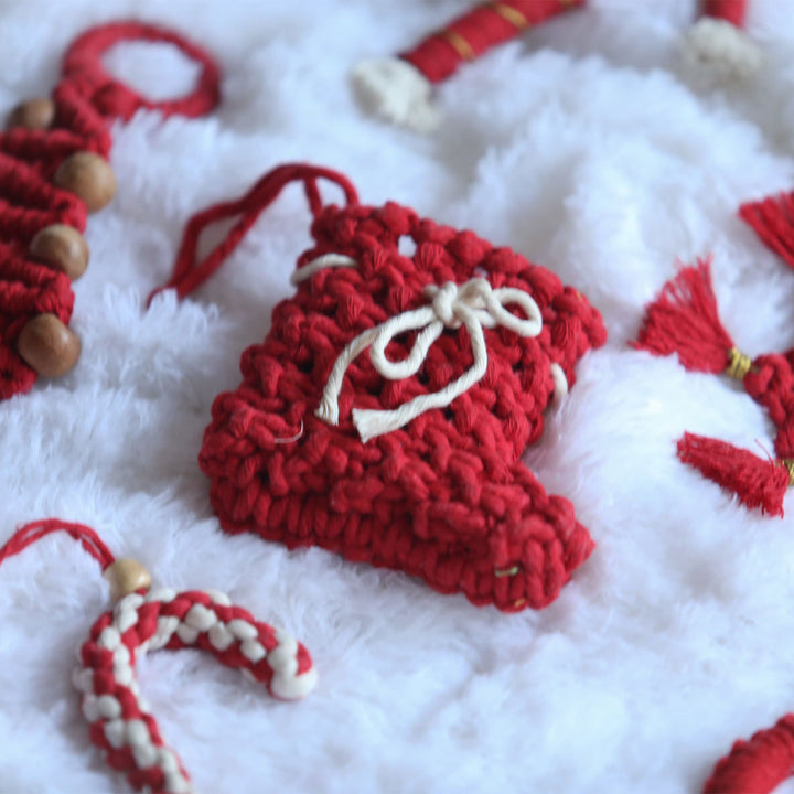 Handmade Macrame Ornaments For Christmas Tree Decoration | Set Of 7