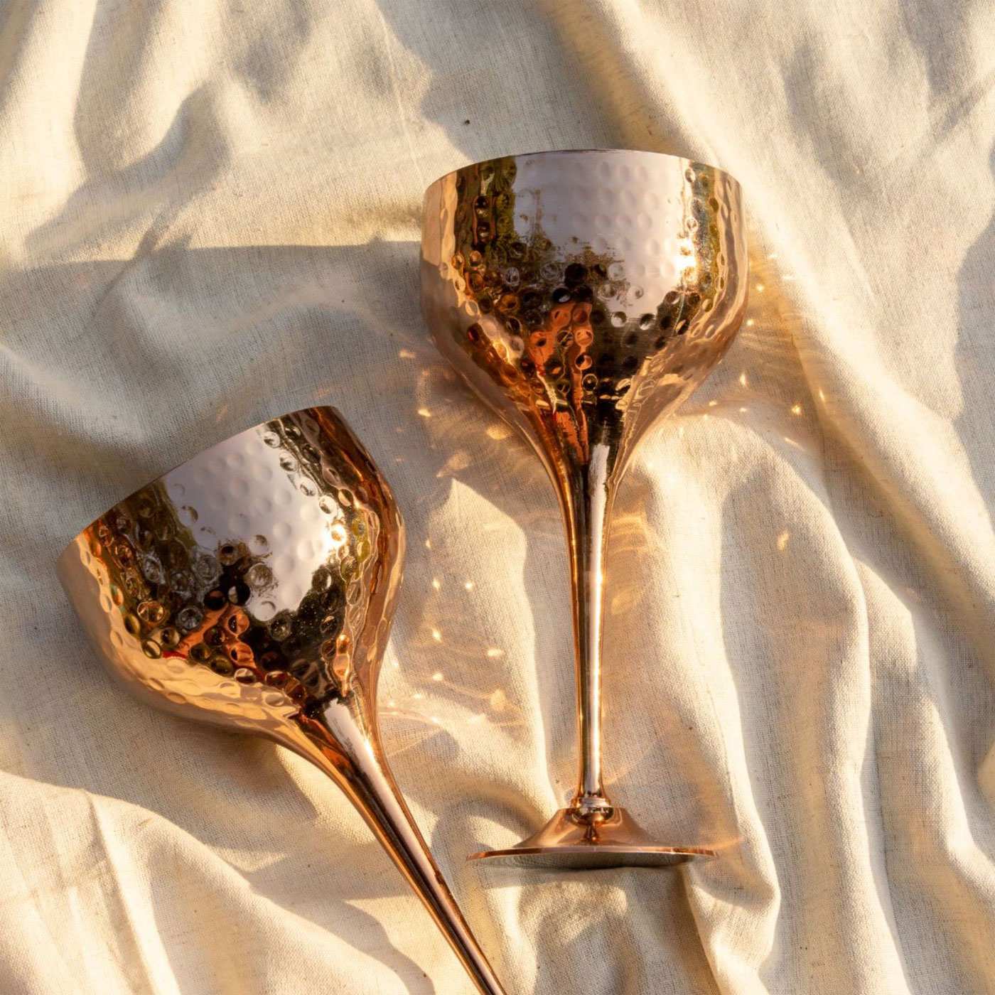 Buy Copper Brass Wine Grande Goblets I Set of 2 Online On Zwende