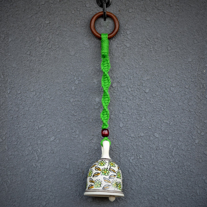 Hand Painted Ceramic Bells with Macrame Rope