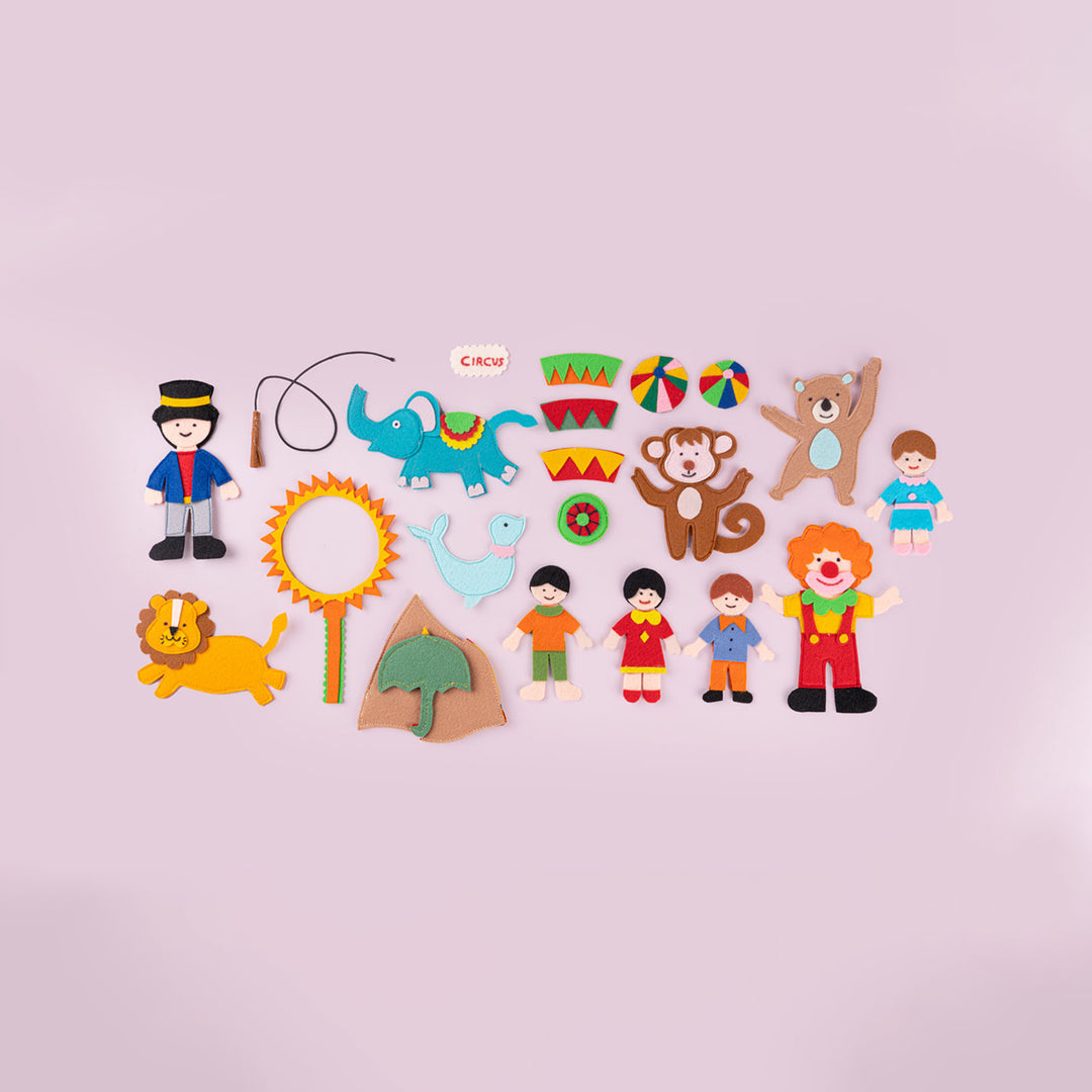 Handcrafted Felt Circus Themed Story Board Playset For Kids
