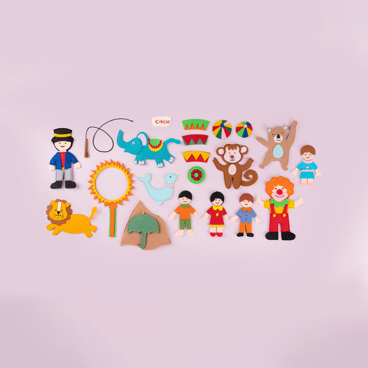 Handcrafted Felt Circus Themed Story Board Playset For Kids