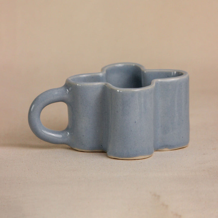 Handpainted Flower-Shaped Ceramic Cappuccino Mug