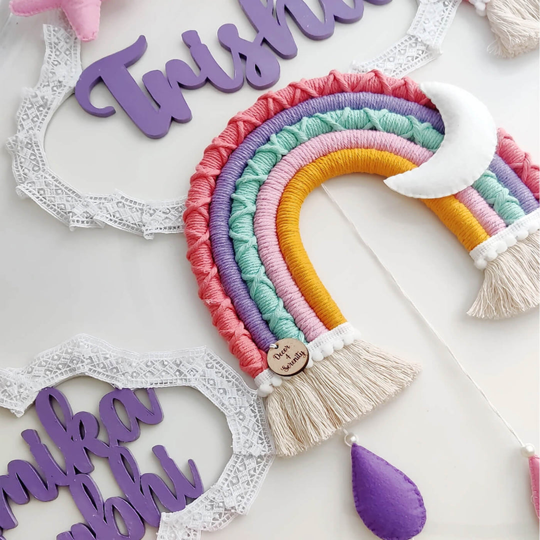 Macrame Moon & Star Personalized Kids' Nameplate