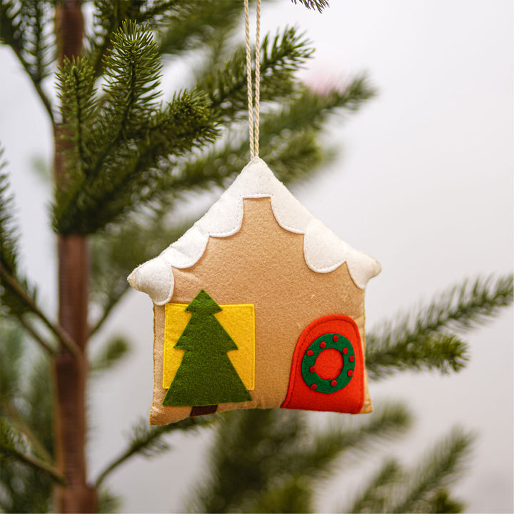 Handmade Gingerbread House Felt Ornaments For Christmas Tree Decoration