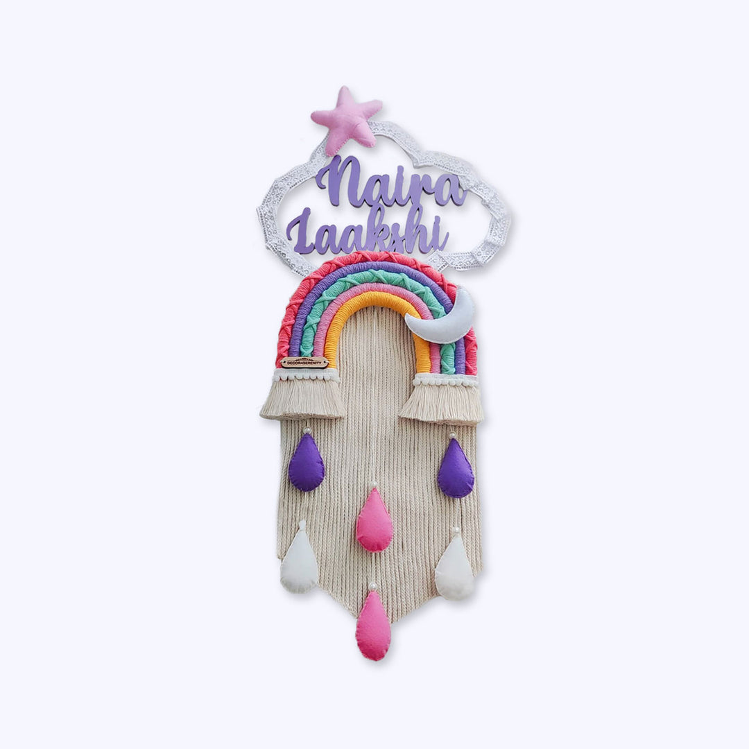 Macrame Moon & Star Personalized Kids' Nameplate - Zwende