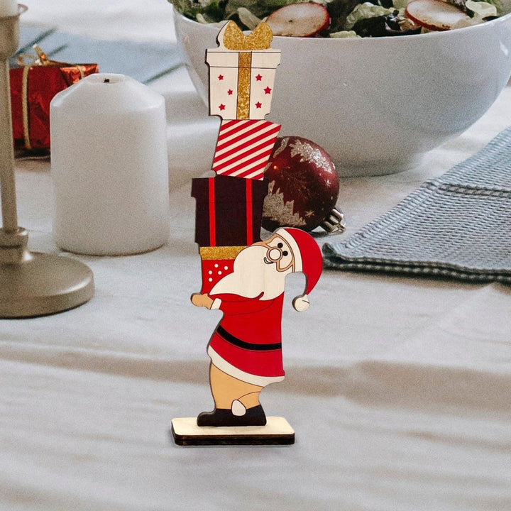 Handcrafted 3D Santa Wooden Table Decor For Christmas Decoration