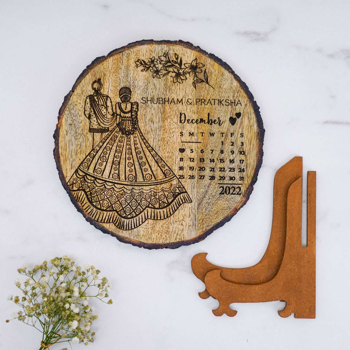 Engraved Wooden Plaque For North Indian Couples | Customized Wedding Gift