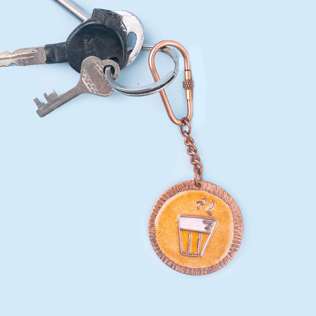 Handmade Copper Enamelled Chaai Paani Keychain