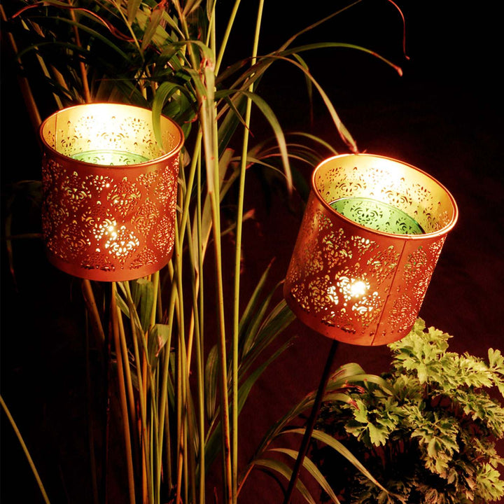 Gandhara Garden Tealight Votive with Glass Holder - Set of 2