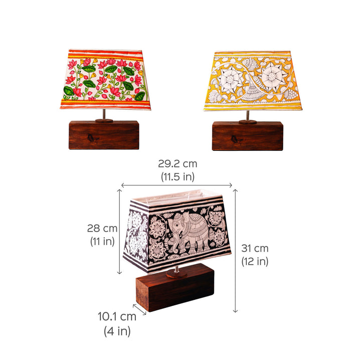 Hand Painted Parchment Leather Tholu Bommalata Lamp