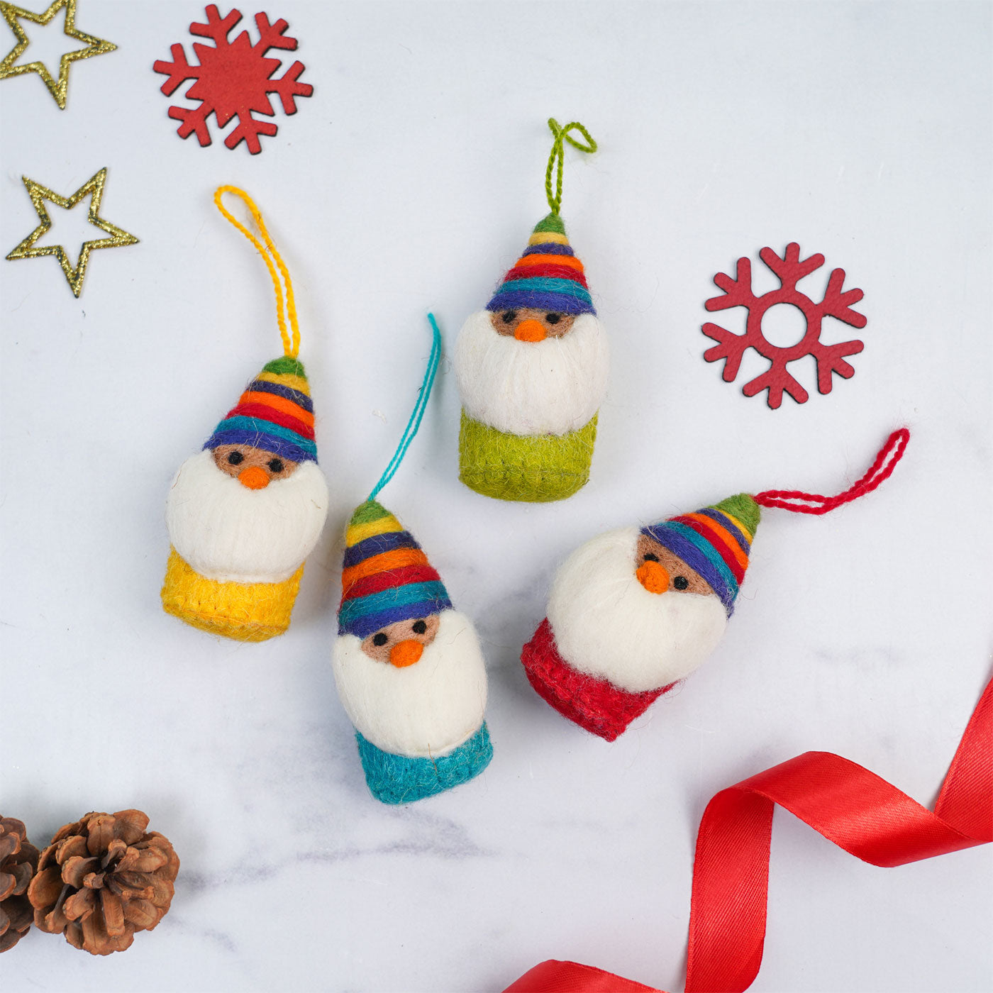 Buy Handmade Santa Felt Ornaments For Christmas Tree Decoration Online ...