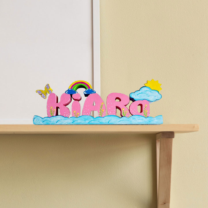 Handcrafted Personalized Rainbow Themed 3D Name Block For Kids