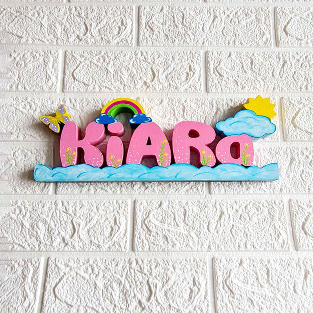 Handcrafted Personalized Rainbow Themed 3D Name Block For Kids