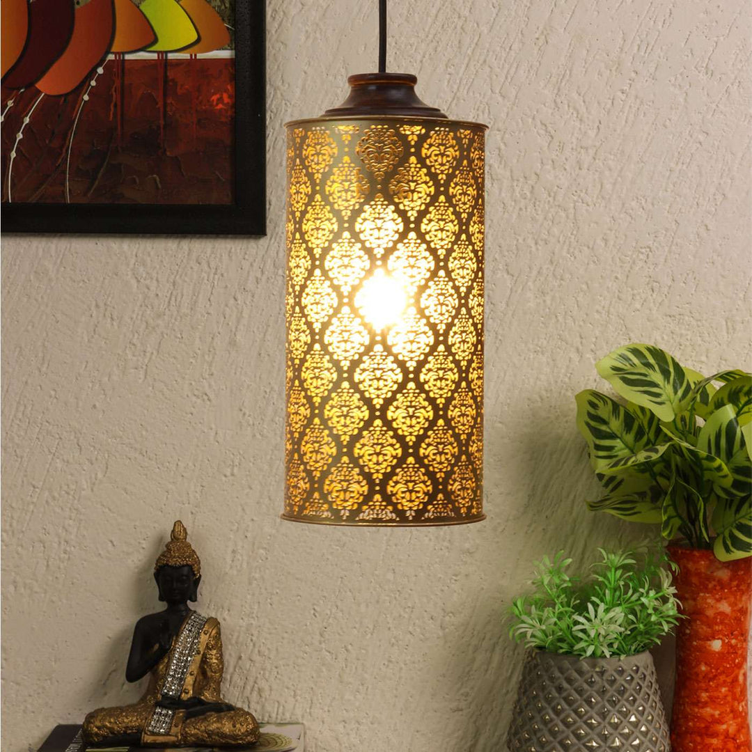 Gandhara Gold Finish Metal Hanging Lamp